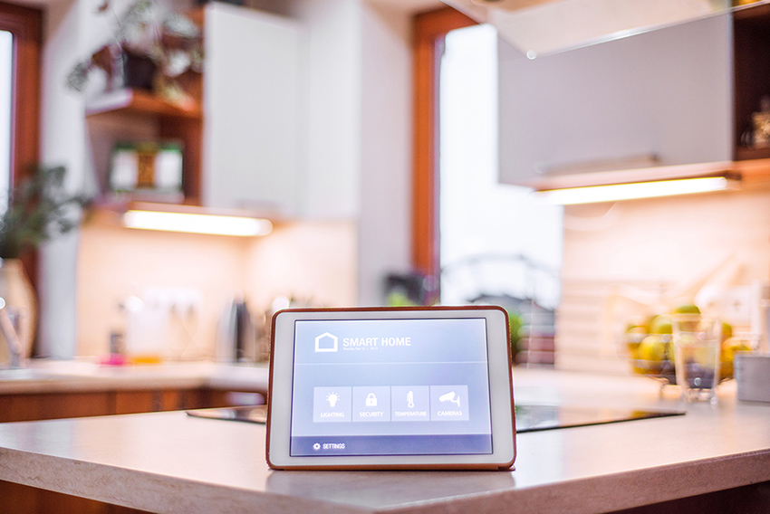 A tablet with smart home screen. A tablet with smart home control system.